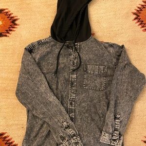 No Boundaries Black Jean Jacket/Shirt with Hood
